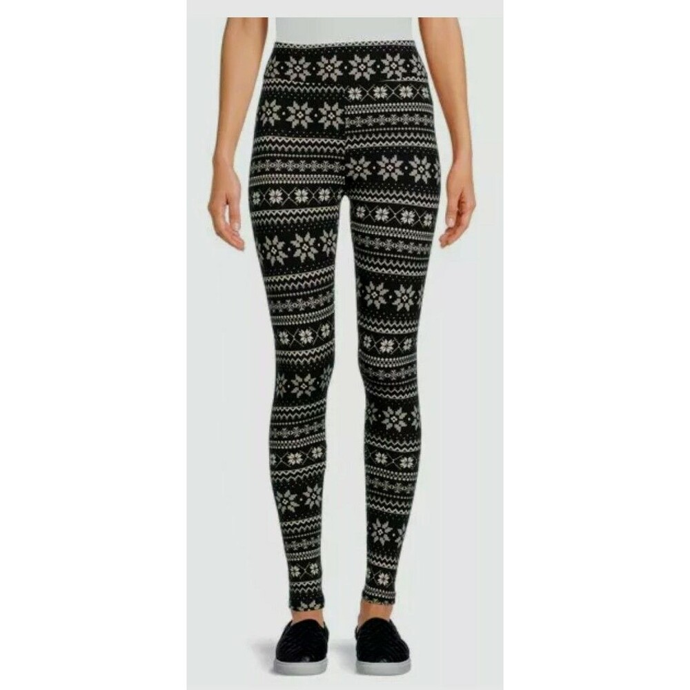 Time and Tru High Rise Fitted Black & White Fair Isle Leggings Size 3XL(22)